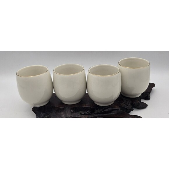 Vintage Japanese Sake Tea Cups Floral & Gold Trim 4 Pc Set - Picture 5 of 12
